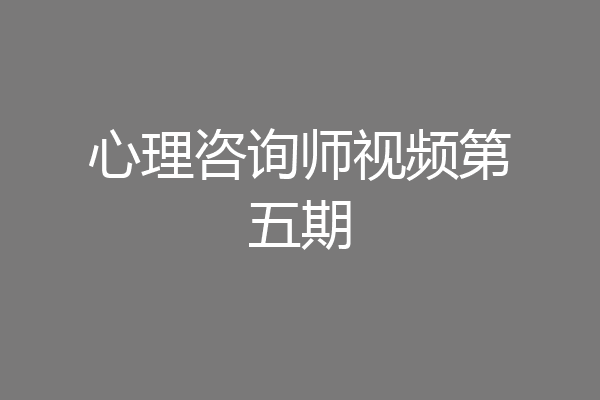 心理咨询师视频第五期