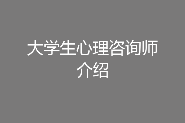 大学生心理咨询师介绍