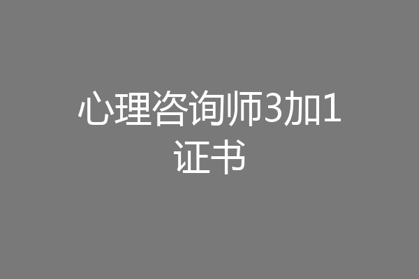 心理咨询师3加1证书