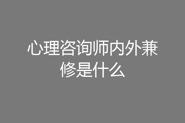 心理咨询师内外兼修是什么