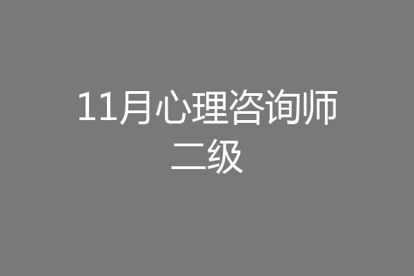 11月心理咨询师二级