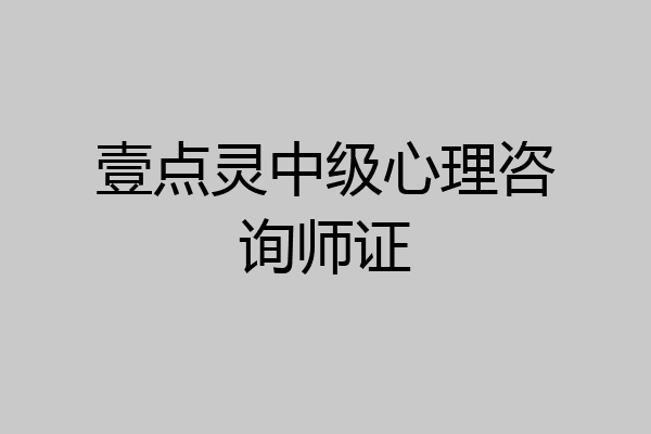 壹点灵中级心理咨询师证