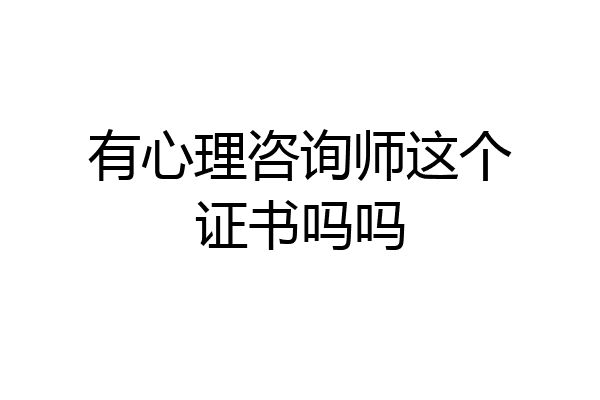有心理咨询师这个证书吗吗