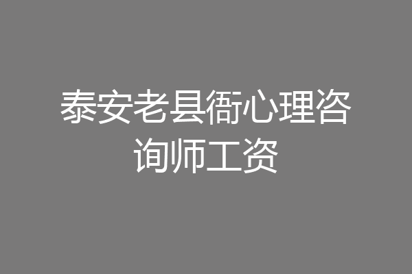 泰安老县衙心理咨询师工资