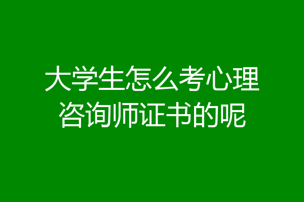 大学生怎么考心理咨询师证书的呢