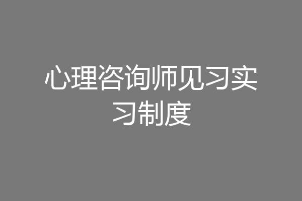 心理咨询师见习实习制度