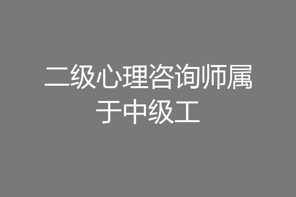 二级心理咨询师属于中级工