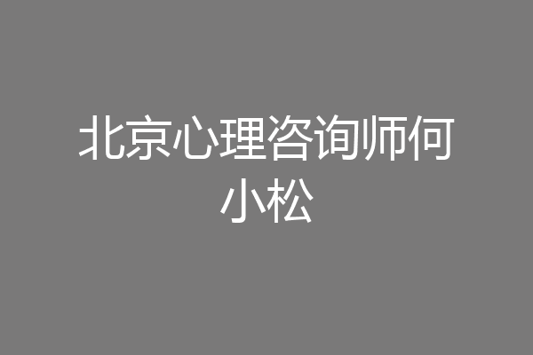 北京心理咨询师何小松
