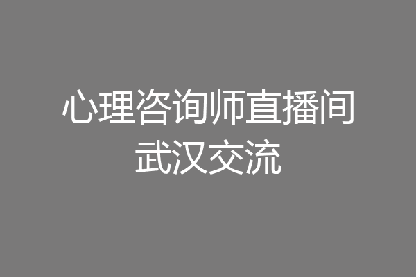 心理咨询师直播间武汉交流