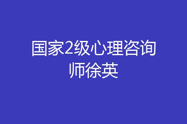 国家2级心理咨询师徐英