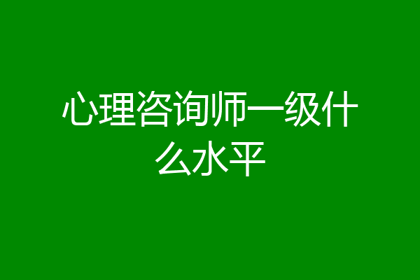 心理咨询师一级什么水平