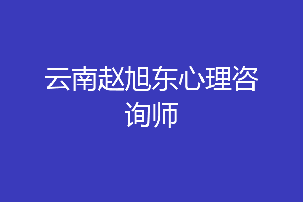 云南赵旭东心理咨询师