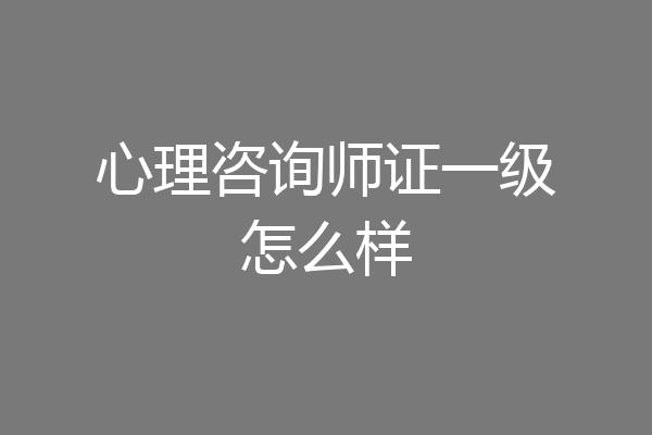 心理咨询师证一级怎么样