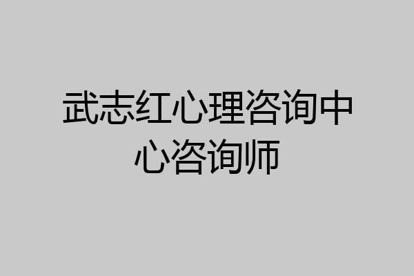 武志红心理咨询中心咨询师