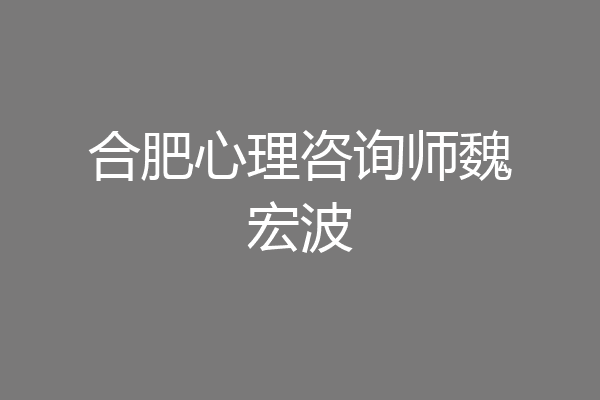 合肥心理咨询师魏宏波