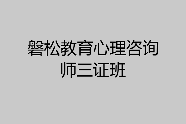 磐松教育心理咨询师三证班