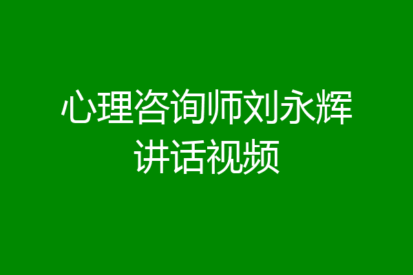 心理咨询师刘永辉讲话视频