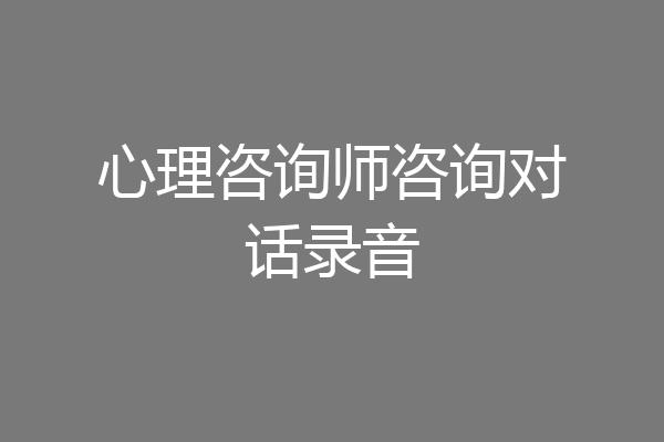 心理咨询师咨询对话录音