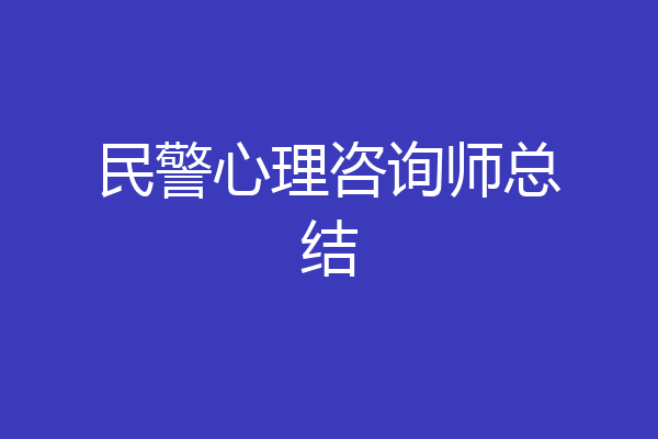 民警心理咨询师总结
