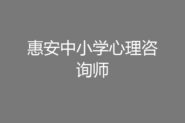 惠安中小学心理咨询师
