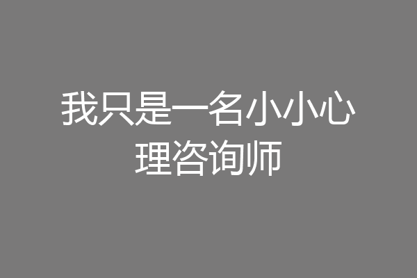 我只是一名小小心理咨询师