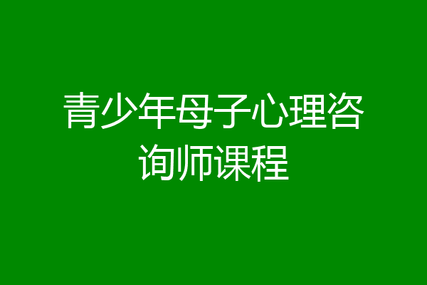 青少年母子心理咨询师课程