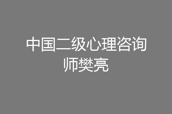 中国二级心理咨询师樊亮