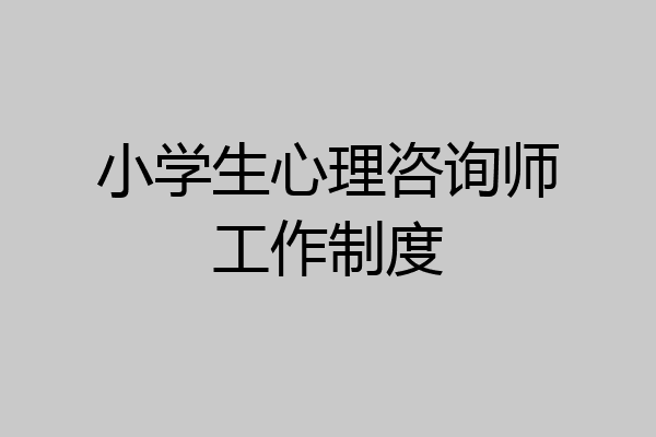 小学生心理咨询师工作制度