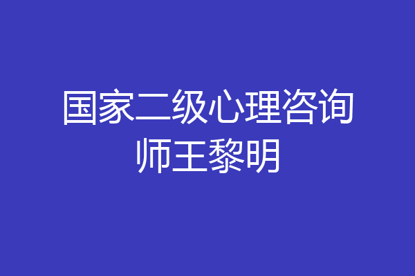 国家二级心理咨询师王黎明