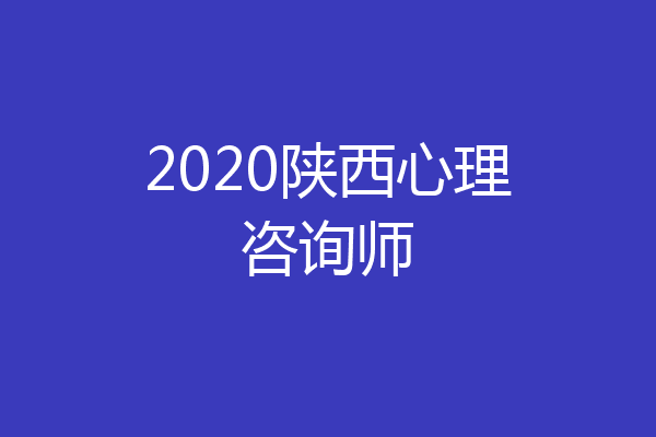 2020陕西心理咨询师
