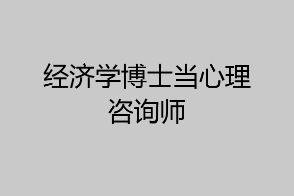 经济学博士当心理咨询师