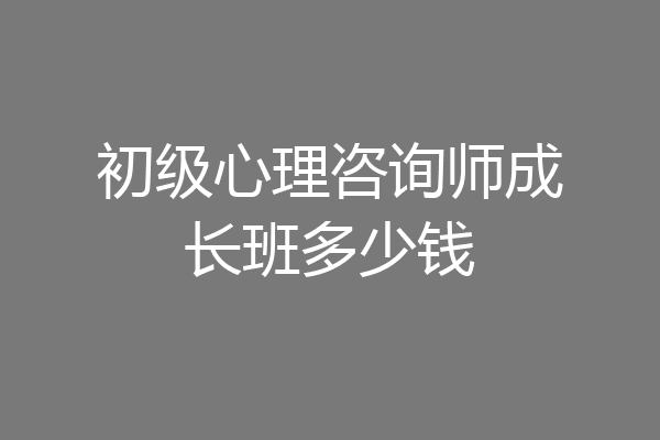 初级心理咨询师成长班多少钱