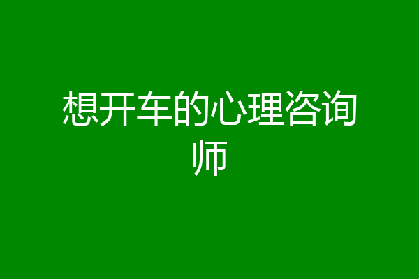 想开车的心理咨询师