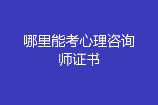 哪里能考心理咨询师证书