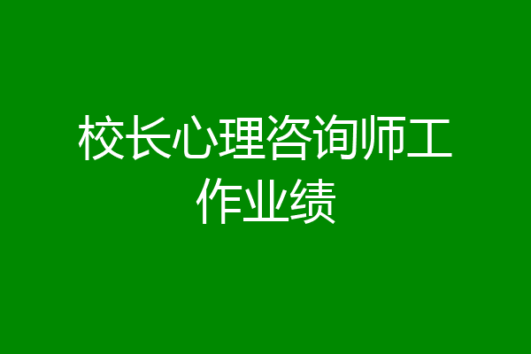 校长心理咨询师工作业绩