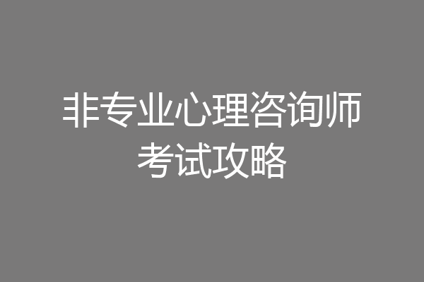 非专业心理咨询师考试攻略