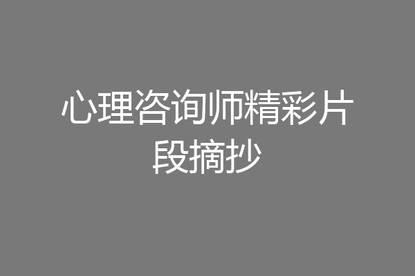 心理咨询师精彩片段摘抄