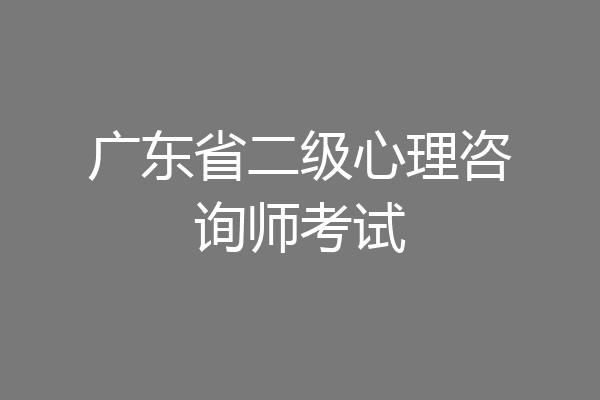 广东省二级心理咨询师考试