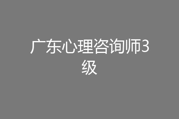 广东心理咨询师3级