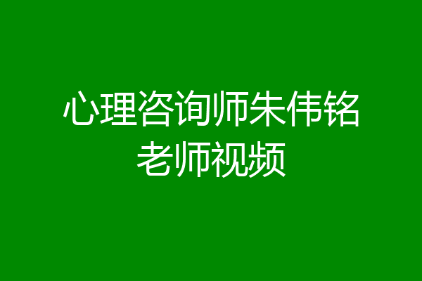 心理咨询师朱伟铭老师视频
