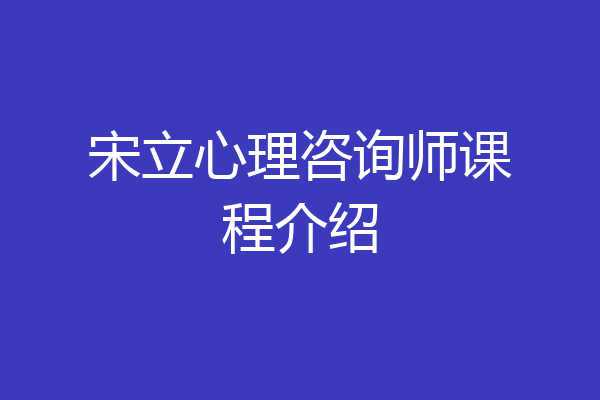 宋立心理咨询师课程介绍