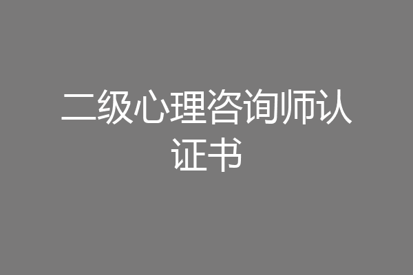 二级心理咨询师认证书