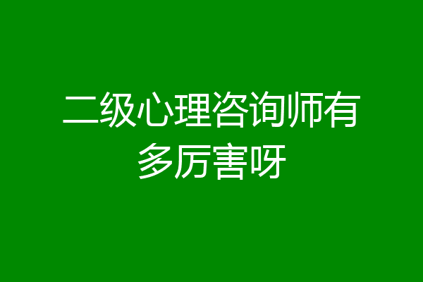 二级心理咨询师有多厉害呀