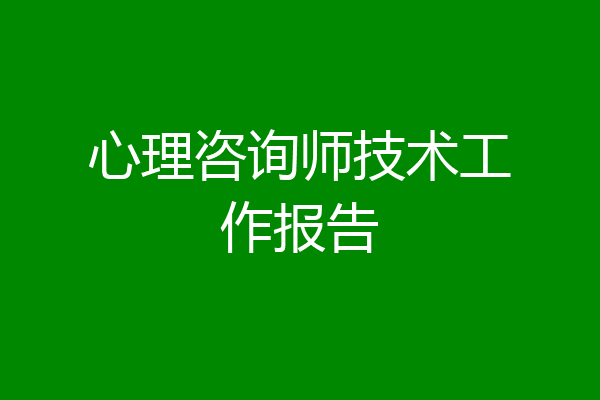 心理咨询师技术工作报告