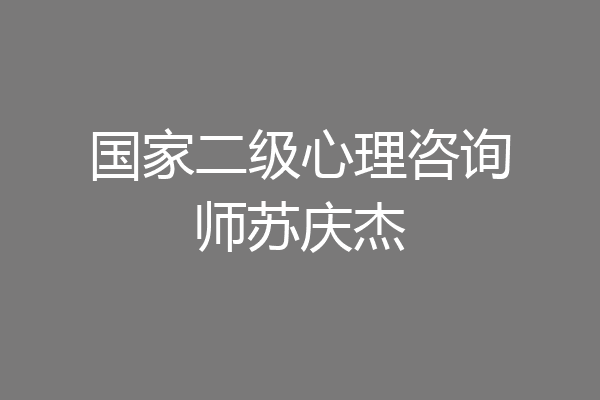 国家二级心理咨询师苏庆杰