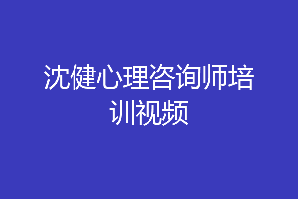 沈健心理咨询师培训视频