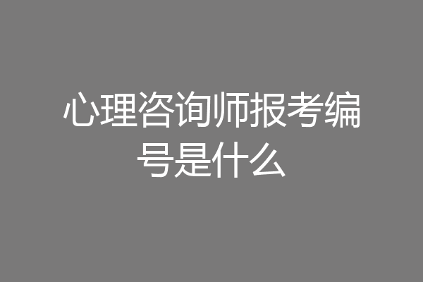 心理咨询师报考编号是什么