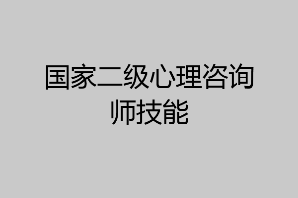 国家二级心理咨询师技能