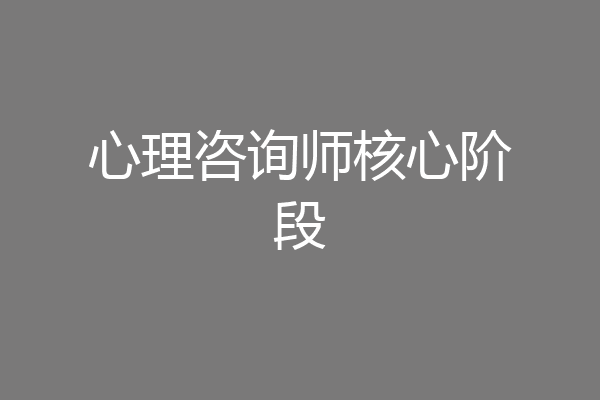 心理咨询师核心阶段