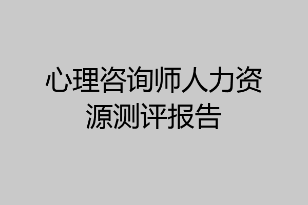 心理咨询师人力资源测评报告
